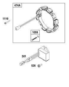 Alternator Group Diagram and Parts List for 305447-0612-B5 200000 - 399999 Briggs and Stratton Engine